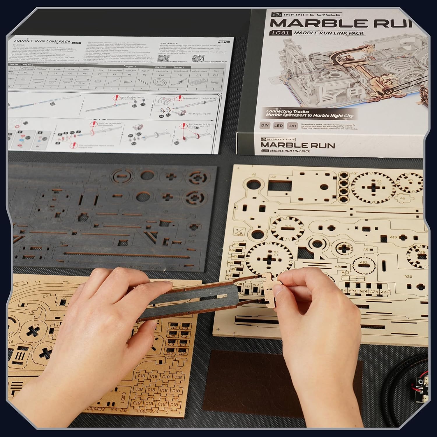 Marble Run Link Pack – 3D Wooden Puzzle Expansion Kit