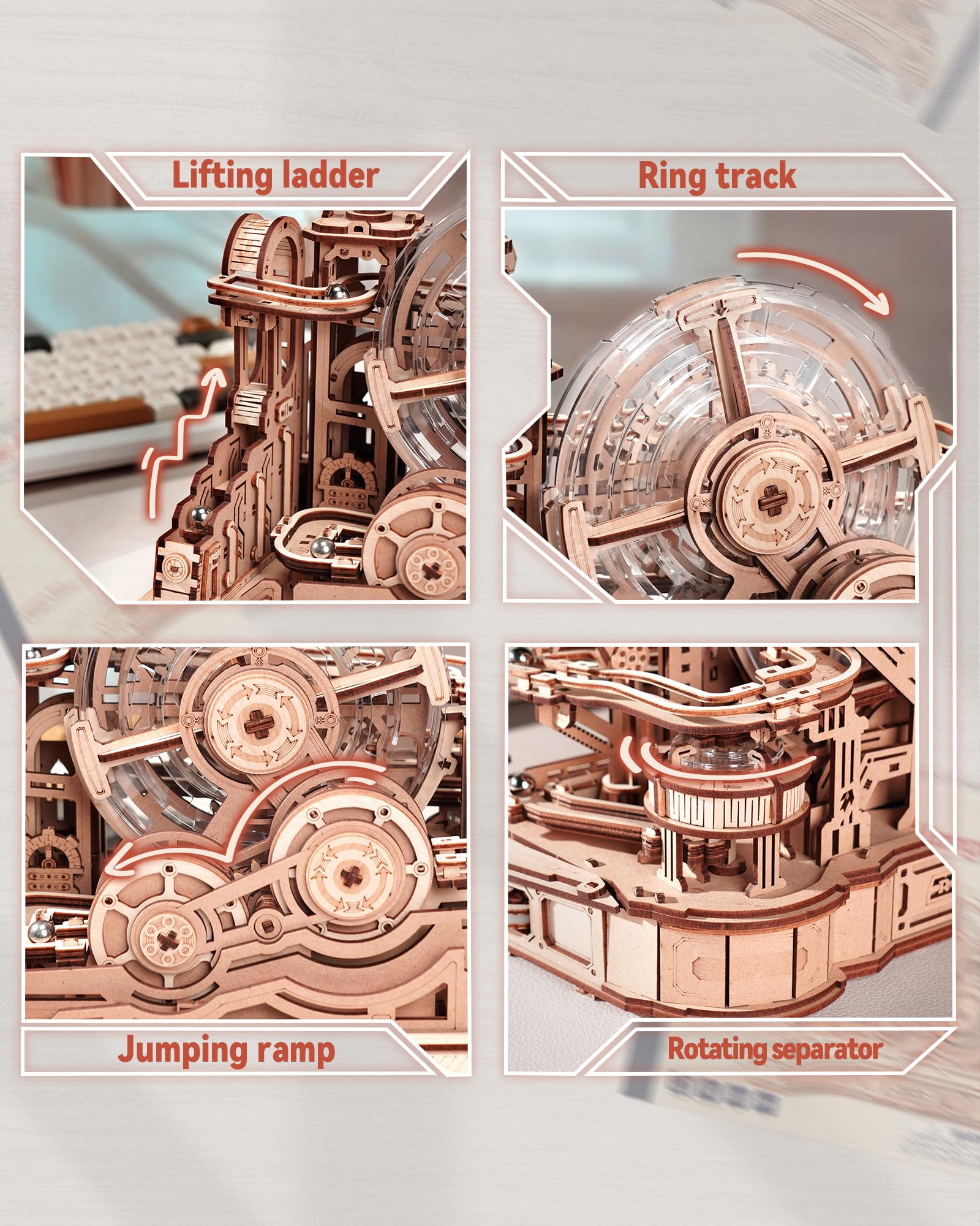Gear Ball Challenge – 3D Wooden Marble Run Game Kit