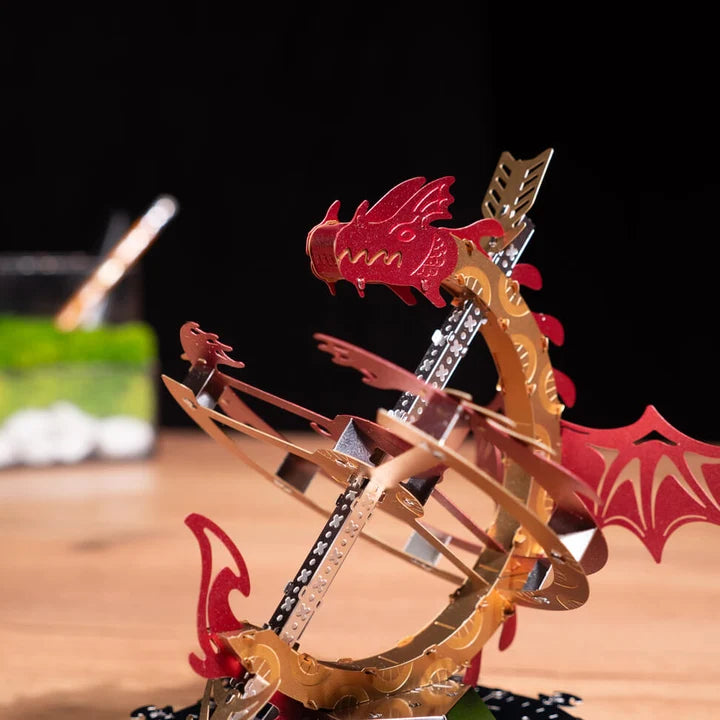 Metal Time Sun Chaser Dragon Style Desk Clock - DIY Metal Model Kit