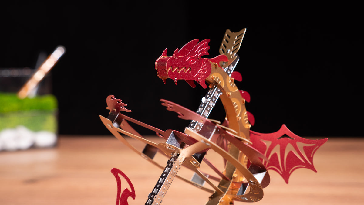 Metal Time Sun Chaser Dragon Style Desk Clock - DIY Metal Model Kit