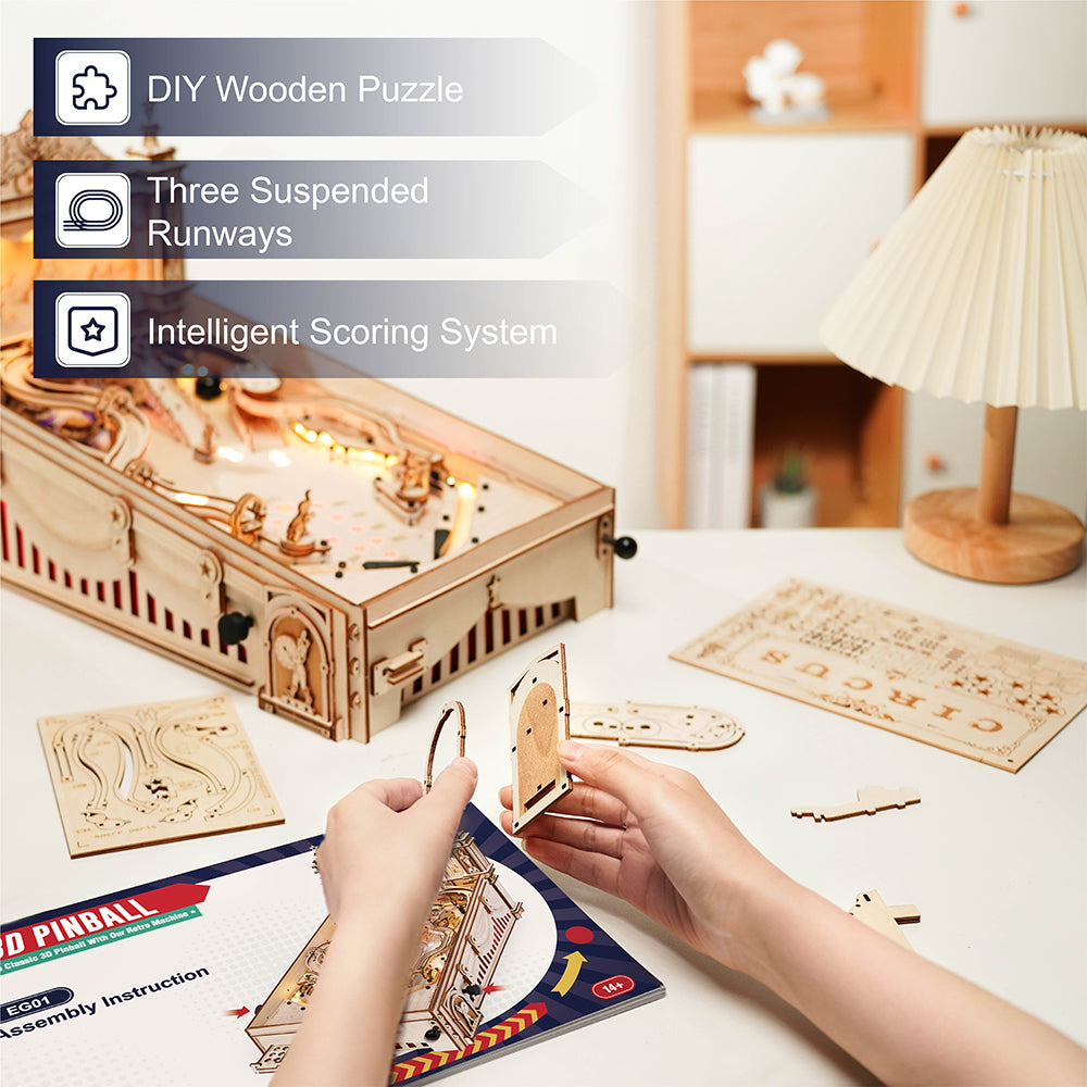 3D Wooden Pinball Machine Model Kit