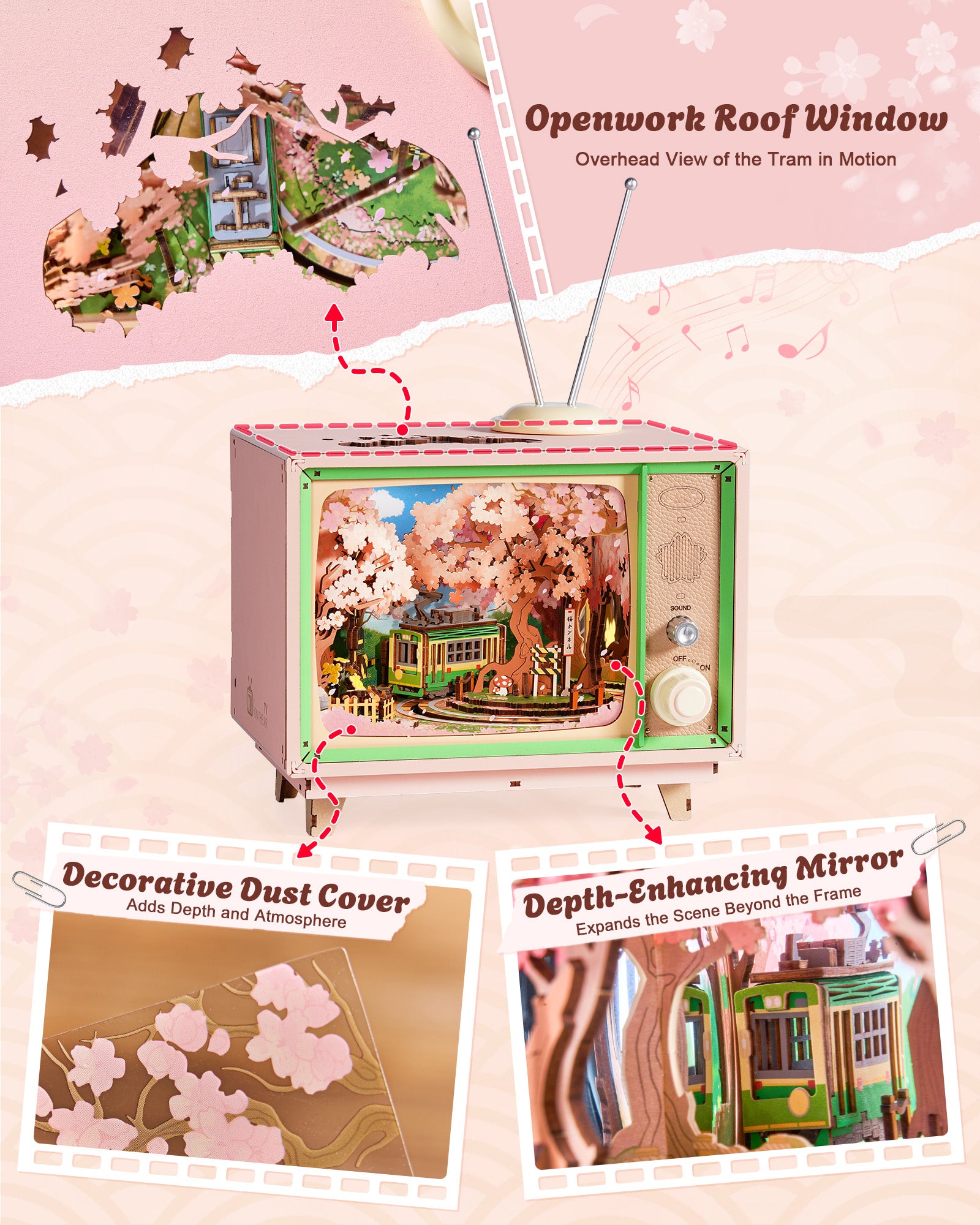 Sakura Melody Tram – Mechanical Wooden Model Kit