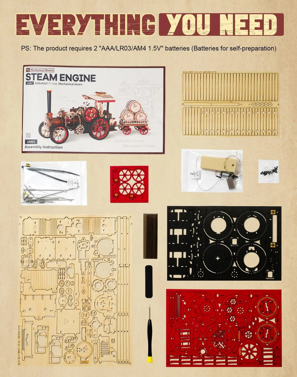 Steam Engine Car – DIY Mechanical Model Kit
