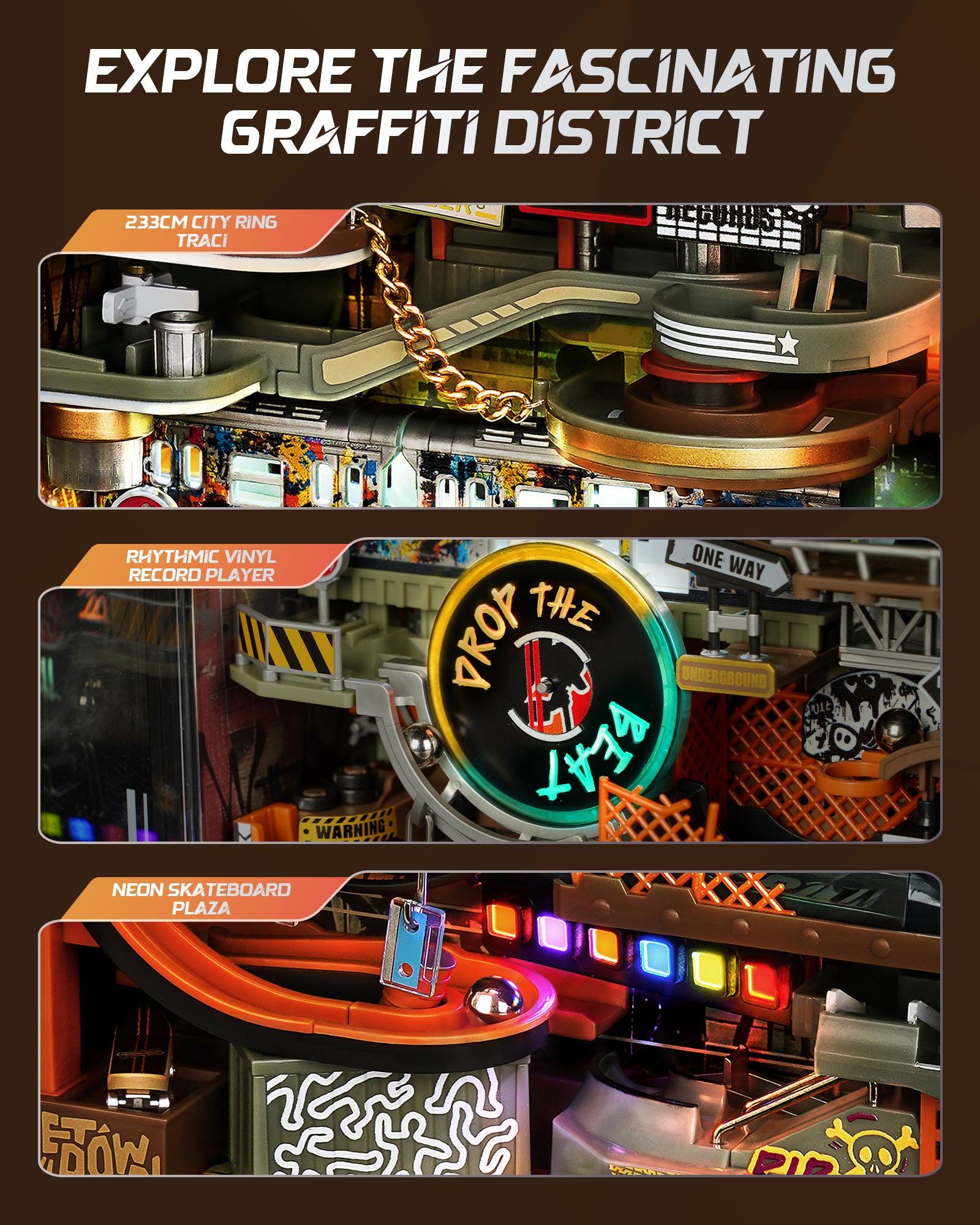Hip-Hop Street Marble Run – Cyberpunk Mechanical Kit