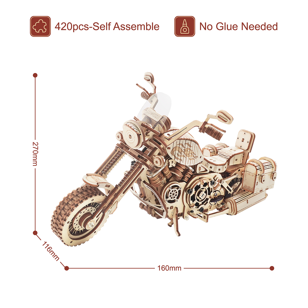 Vintage Cruiser Motorcycle – 3D Wooden Mechanical Model Kit