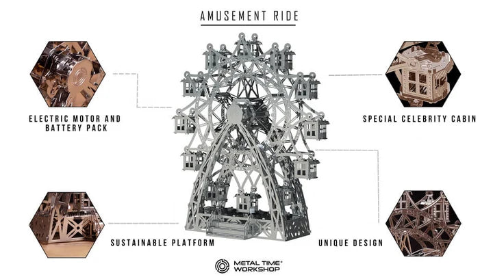 Metal Time Amusement Ride Ferris Wheel - DIY Metal Model Kit