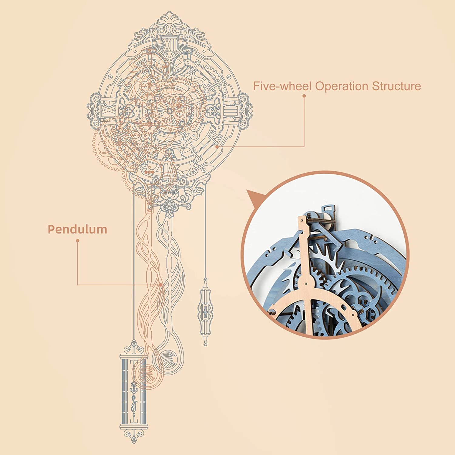 Romantic Notes Wall Clock – Wooden Model Kit