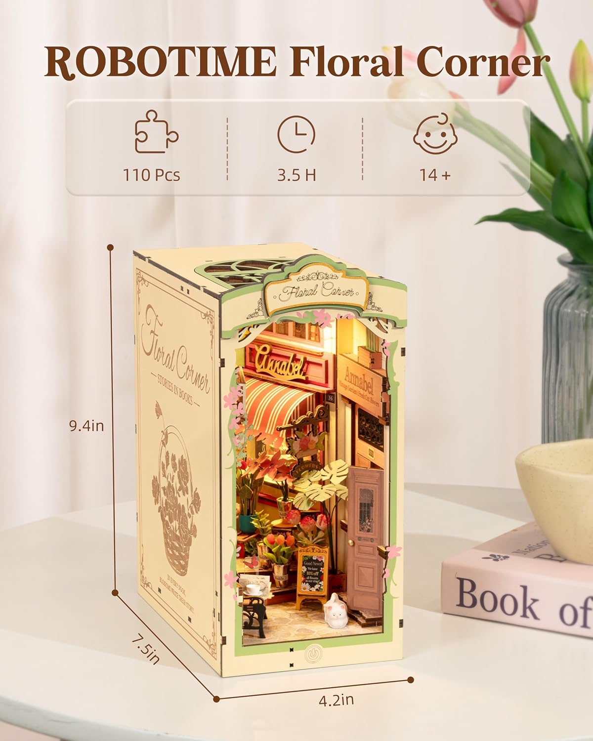 Floral Corner Book Nook – DIY Model Kit