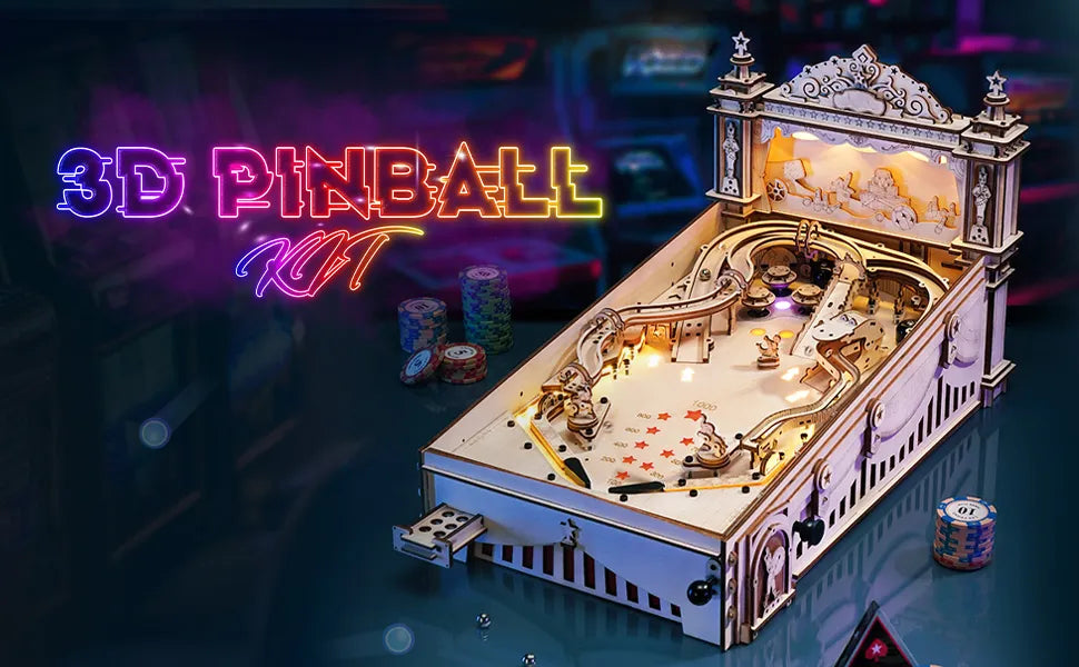 3D Wooden Pinball Machine Model Kit