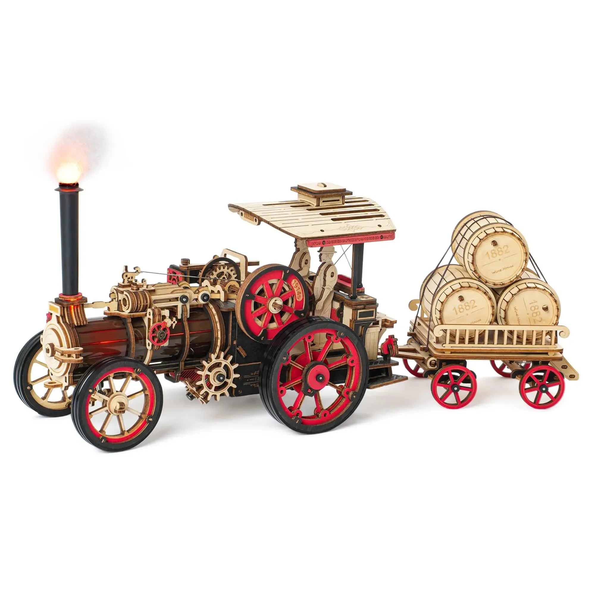 Steam Engine Car – Wooden Mechanical Model Kit