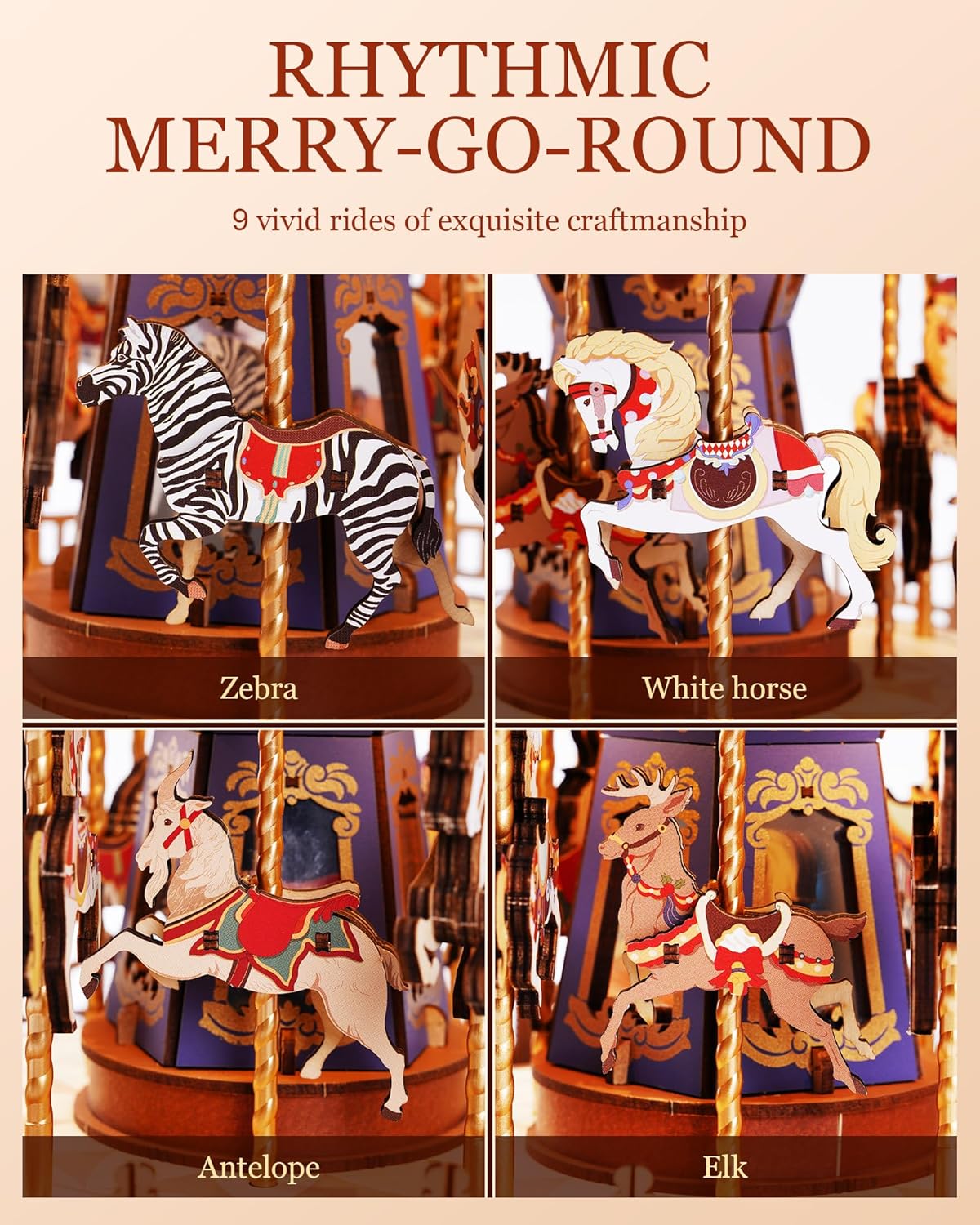Classic Carousel Music Box – Wooden Model Kit
