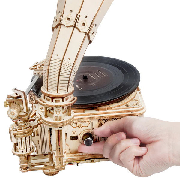 Classic Gramophone (Electric Version) – 3D Wooden Puzzle Kit