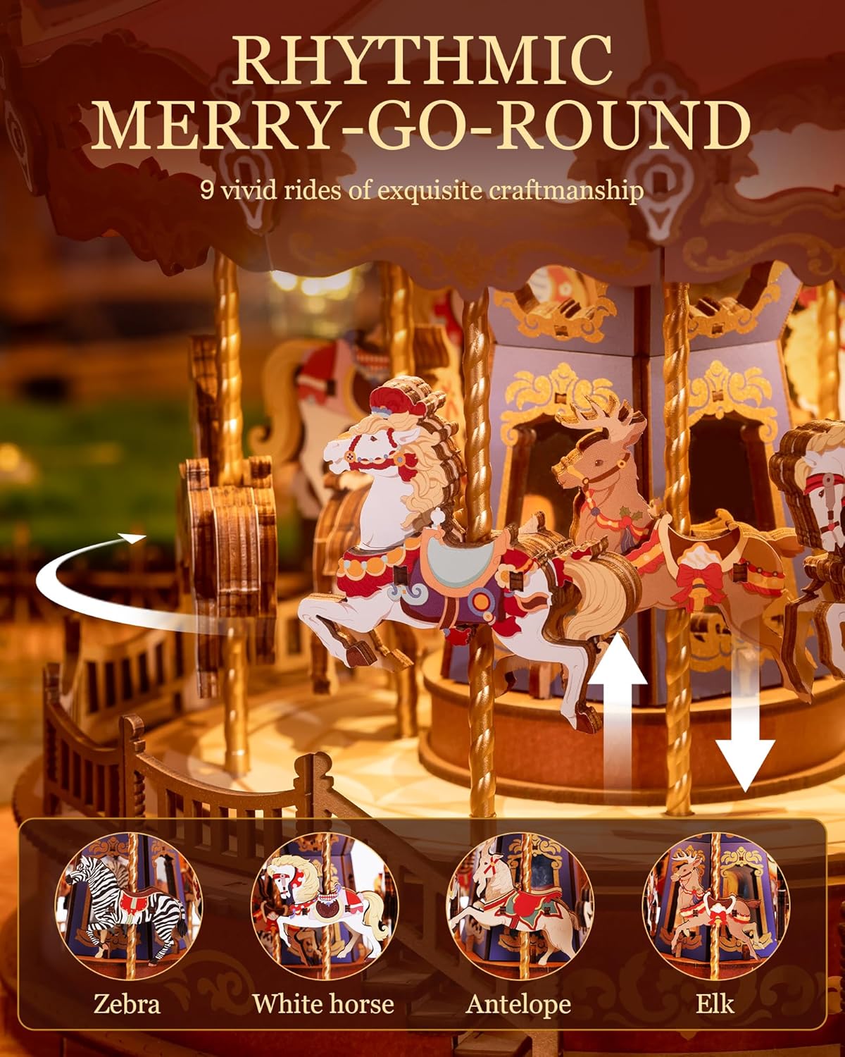 Classic Carousel Music Box – Wooden Model Kit