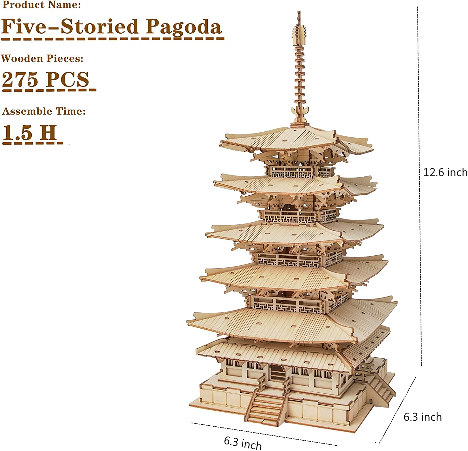 Five-Storied Pagoda – 3D Wooden Model Kit