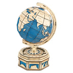 Vintage Wooden Globe Model – 3D DIY Rotating Earth Puzzle Kit