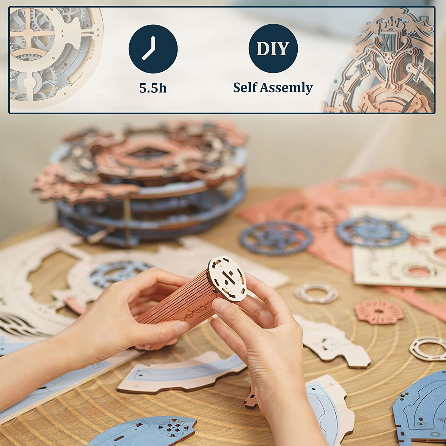 Romantic Notes Wall Clock – Wooden Model Kit