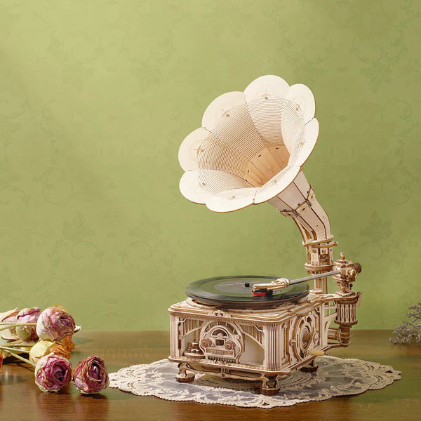 Classic Gramophone (Electric Version) – 3D Wooden Puzzle Kit
