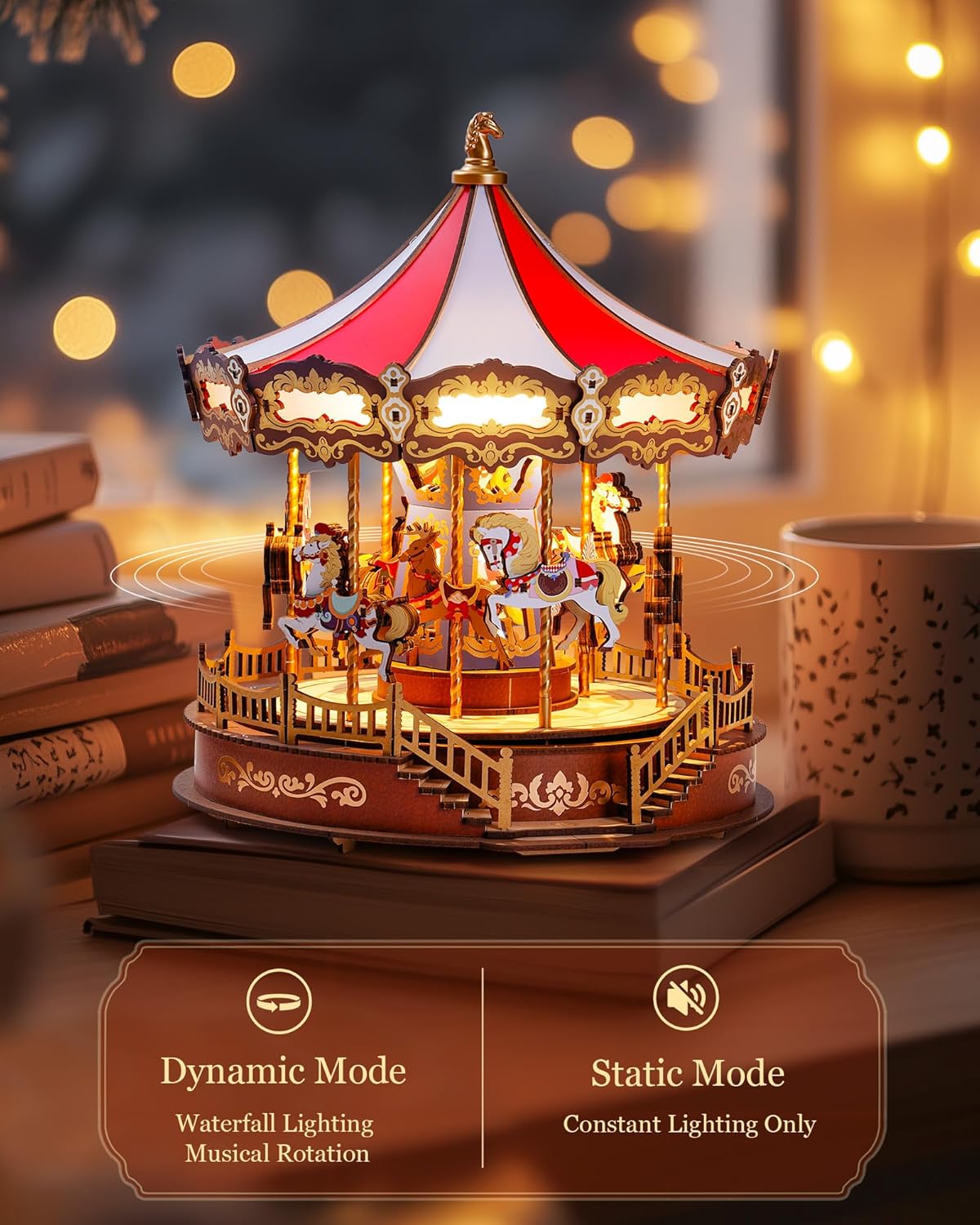 Classic Carousel Music Box – Wooden Model Kit