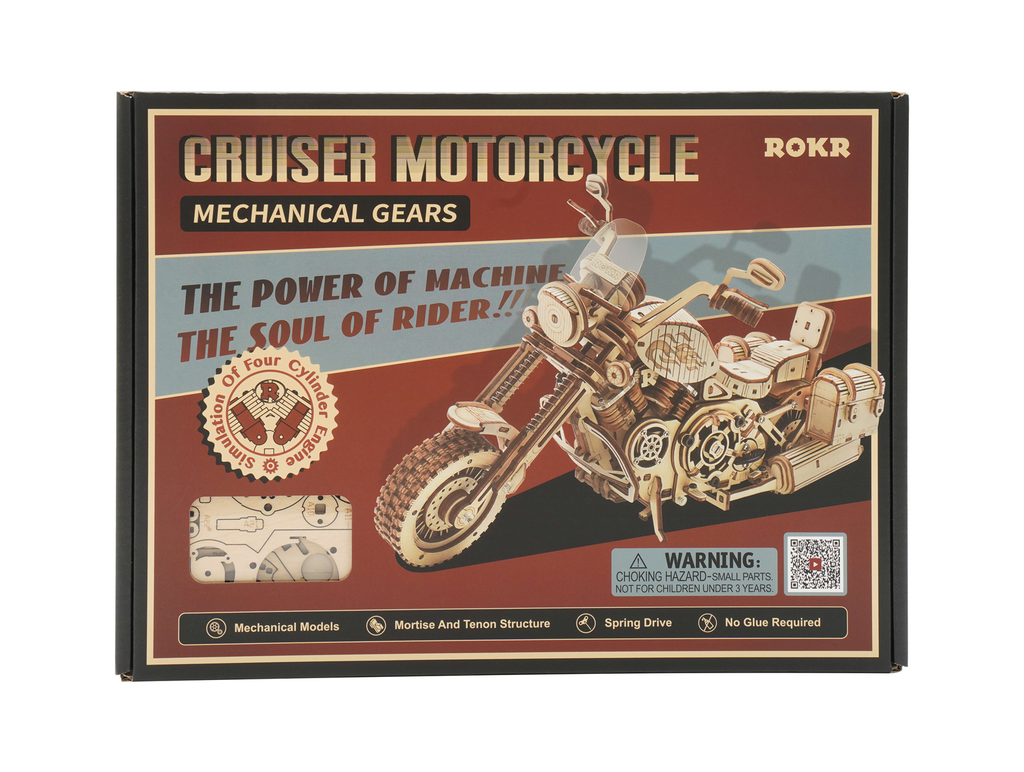 Vintage Cruiser Motorcycle – 3D Wooden Mechanical Model Kit