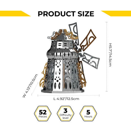 Metal Time Mysterious Mill Windmill - DIY Metal Model Kit