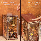 Minicity Painter's Day at Dusk book nook with protective dust cover and touch sensor warm LED lighting