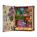Minicity Potion Making Edition DIY book nook kit with magical apothecary interior, botanical illustrations, potion bottles and colourful LED lighting
