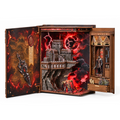 Minicity The Sword of Fire DIY book nook kit with fallen fire sword, ruined castle, red lightning, dark fantasy landscape and medieval warrior