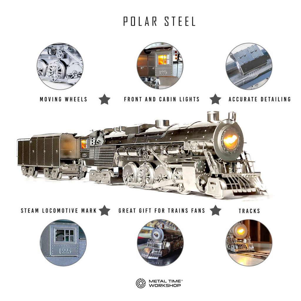 Metal Time Polar Steel Magic Express Mechanical Steam Train – DIY Metal Model Kit