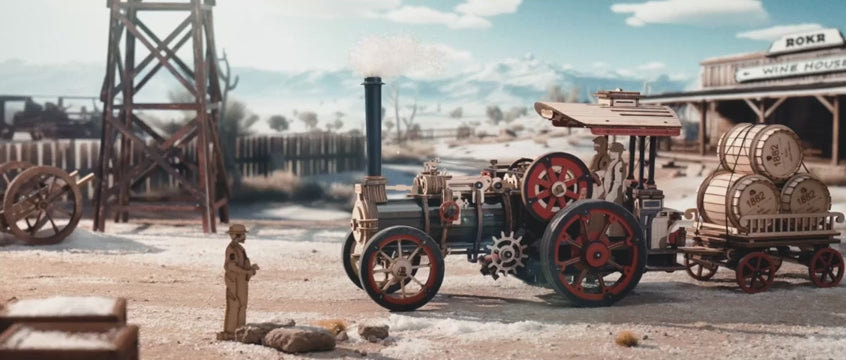 Steam Engine Car – DIY Mechanical Model Kit