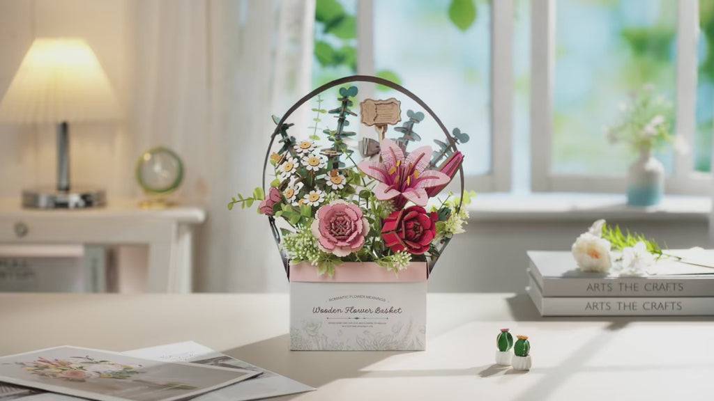 Blooming Flower Basket – DIY Wooden Model Kit