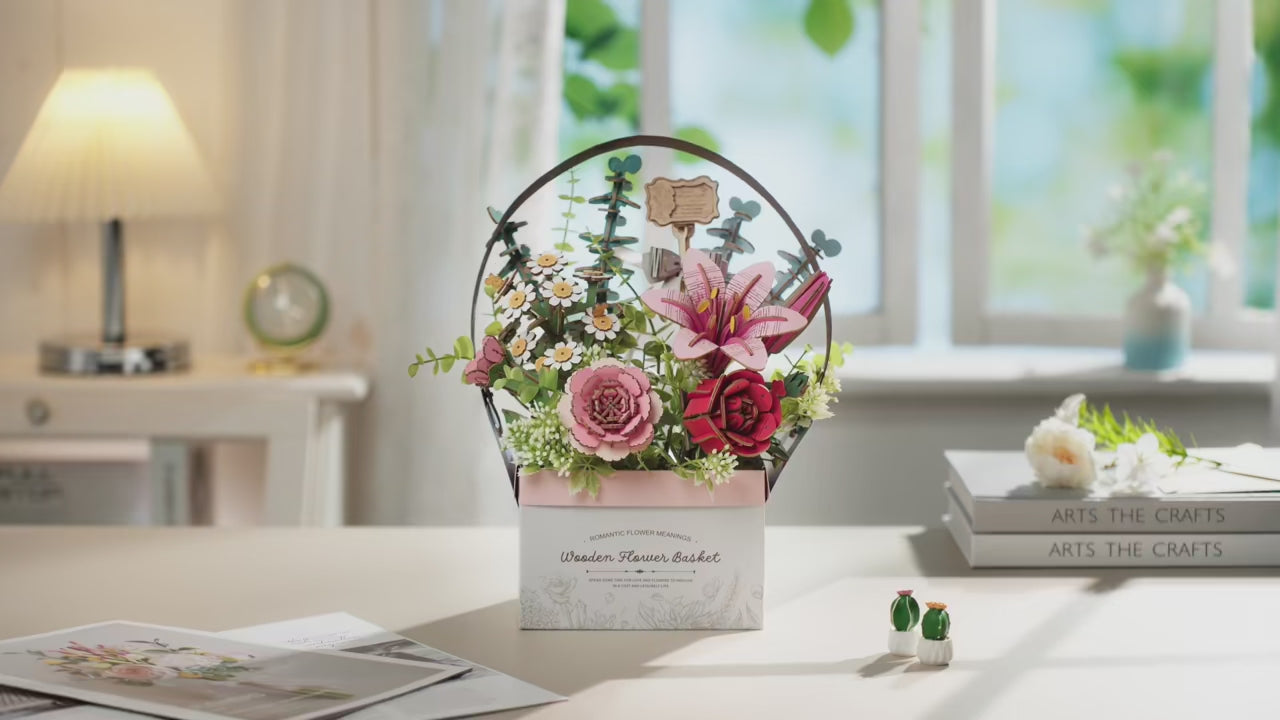 Blooming Flower Basket – DIY Wooden Model Kit