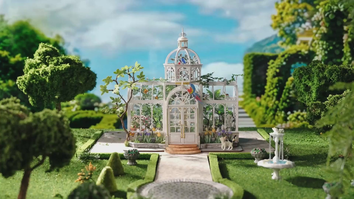 Rolife Oxygen Oasis DIY miniature greenhouse house kit video and garden display