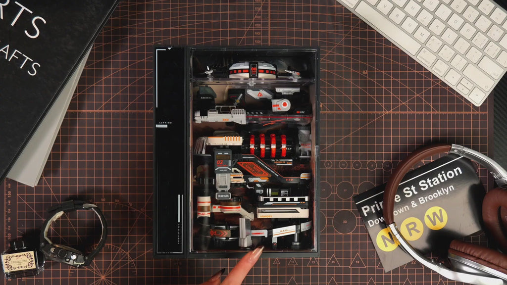 ROKR Mars Outpost Marble Run DIY mechanical model video showing the futuristic marble run on a hobby workspace