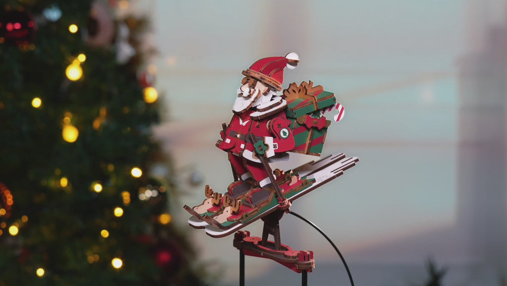 Santa on Skis – 3D Wooden Pendulum Balance Toy Kit