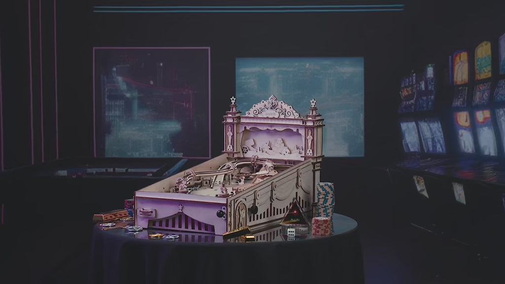 3D Wooden Pinball Machine Model Kit
