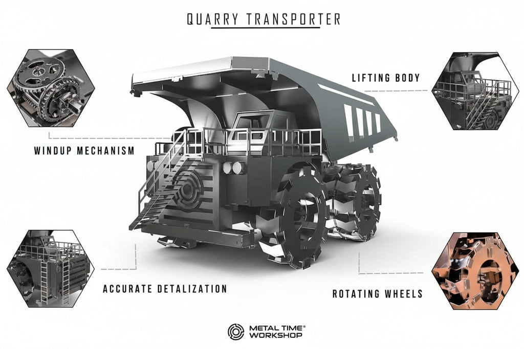 Metal Time Quarry Transporter Mining Truck - DIY Metal Model Kit