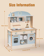 ROBUD Wooden Play Kitchen for Kids Dream WCF14 with 75.4 x 35.1 x 98 cm dimensions and 50 cm countertop height
