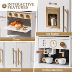 ROBUD kids kitchen set with opening oven, ice maker, storage cabinet and pretend coffee machine