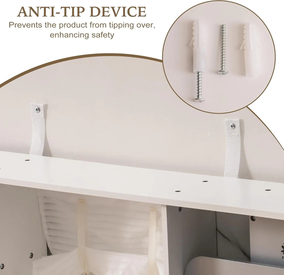 ROBUD kids play kitchen with anti-tip device for securing the wooden kitchen safely in place