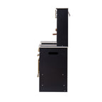 ROBUD Modern Play Kitchen for Kids side view showing the black wooden structure, countertop depth and rear construction