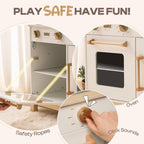 ROBUD Montessori Wooden Play Kitchen with safety ropes, opening oven and rotating temperature control