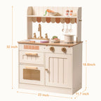 ROBUD Olivia Caramel Wooden Kids Play Kitchen with 32 inch height, 23 inch width and 11.7 inch depth