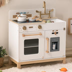 ROBUD WCF17 Montessori Wooden Play Kitchen with stovetop, oven, sink, ice dispenser and storage