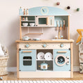 ROBUD Wooden Play Kitchen for Kids Dream with oven, microwave, washing machine, sink, stovetop and wooden accessories