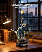 ROKR Beacon Tower mechanical model showing its 23.2 cm height, 10.5 cm length and 8.1 cm width with an illuminated industrial design
