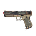 ROKR Legato C18 DIY mechanical model kit featuring a detailed layered wooden pistol-shaped toy model in black, bronze and olive green
