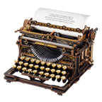 ROKR Mechanical Typewriter DIY mechanical model kit with vintage wooden design, working keys, paper roller and detailed mechanical parts
