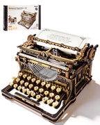 ROKR Mechanical Typewriter LK703B DIY mechanical model kit box with finished wooden typewriter and vintage design