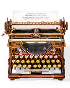 ROKR Mechanical Typewriter magic version with vintage keyboard, decorative details, paper roller and wooden mechanical construction