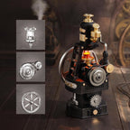 ROKR Thermo Engine CGM03 showing the three main mechanical modules: cylinder, flywheel and belt-driven pulley system